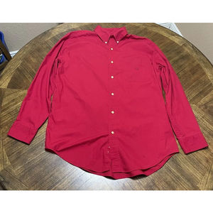 Chaps Large Plaid Shirt Red Long Sleeve Button Down Easy Care Mens